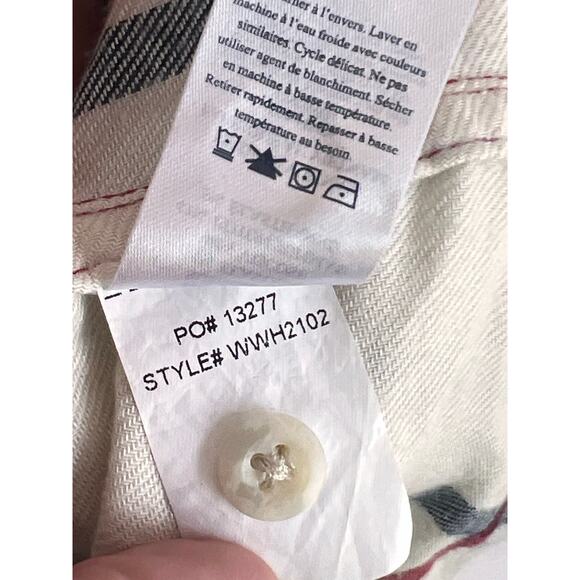 Faherty The Classic Stretch Windowpane Flannel Button-Up Shirt Cream Red Blue XS - Picture 9 of 10